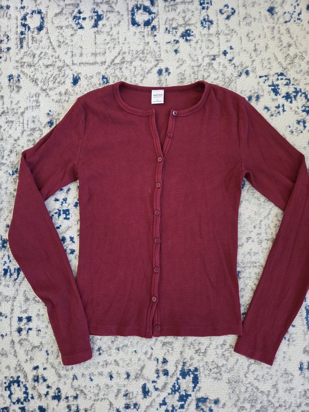 Aritzia Cranberry Long-Sleeve Button Up